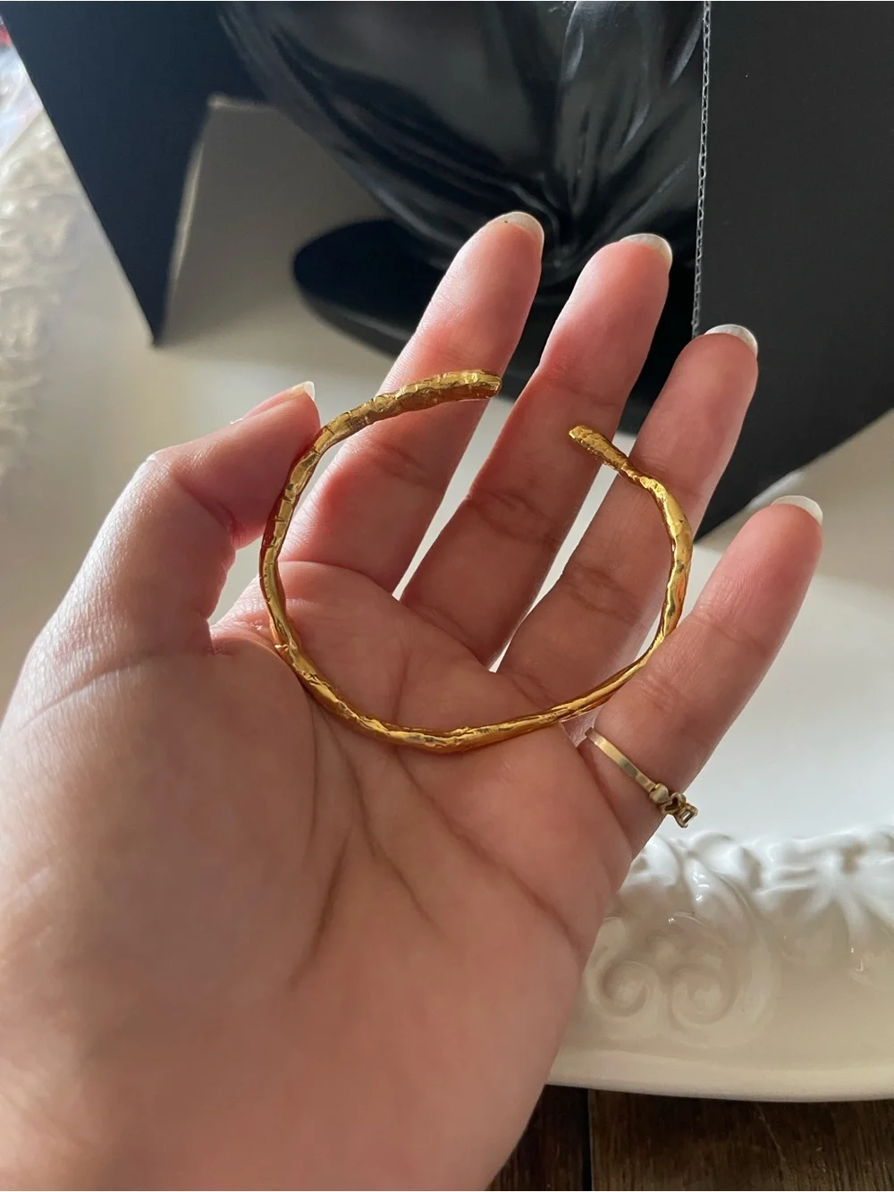 Gold serpent adjustable metal cuff bangle bracelet